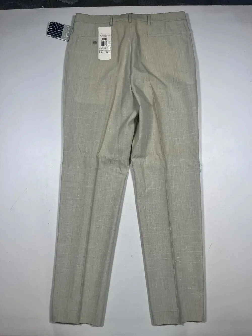 New Haggar Dress Pants Mens 34x32 Beige Cool 18 Pro Magic Stretch Straight Leg